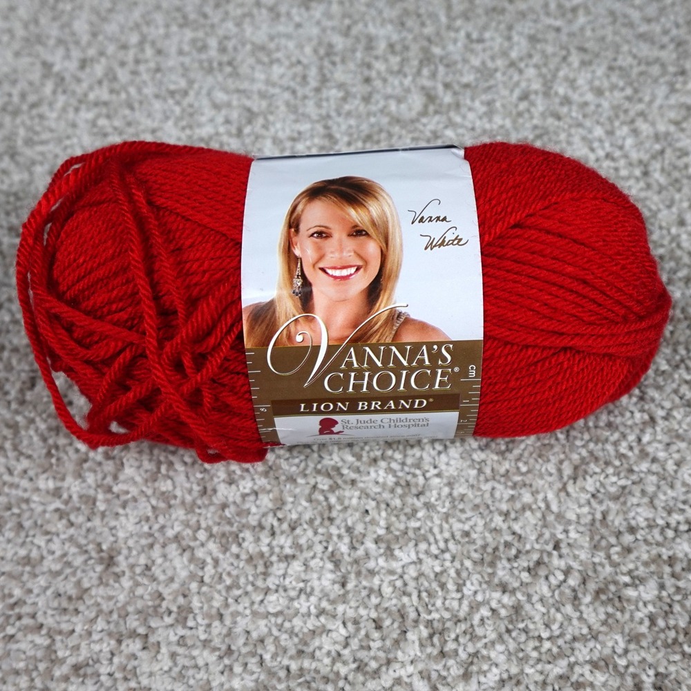 Lion Brand‎ Vanna's Choice Acrylic Yarn Scarlet Red Medium 4 Worsted 170 Yards